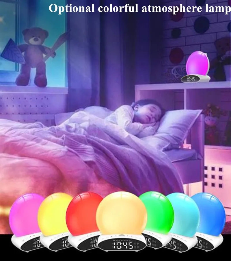 Светодиодный ночсветильник с цифровой проекцией 7 цветов будильник имитацией