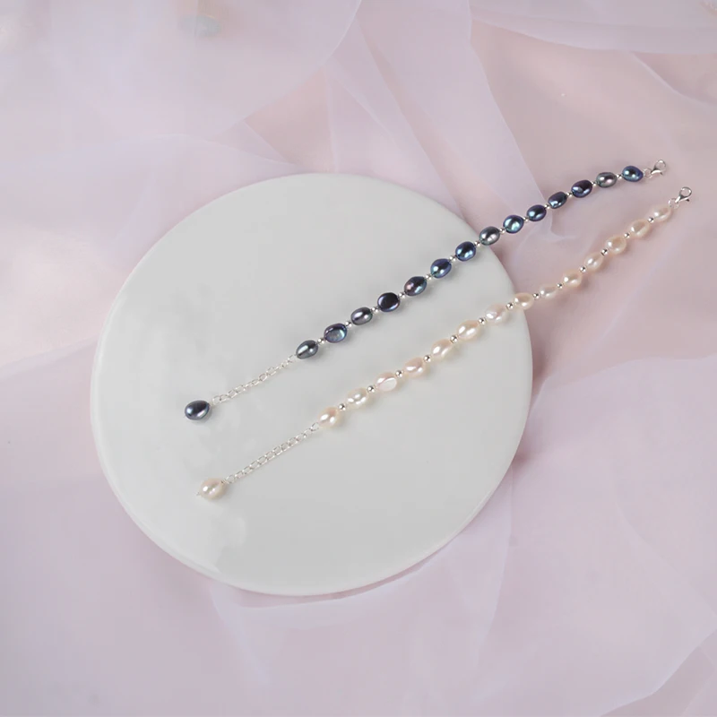 Женский браслет с жемчужными подвесками ASHIQI ювелирное изделие из стерлингового