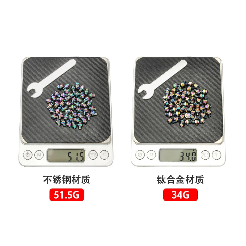 

MUQZI 50pcs Titanium Alloy Bike Pedal Studs Stainless Steel MTB Bicycle Pedal M4 Screw Pin Nail Ultralight Cycling Anti-Ski Bolt