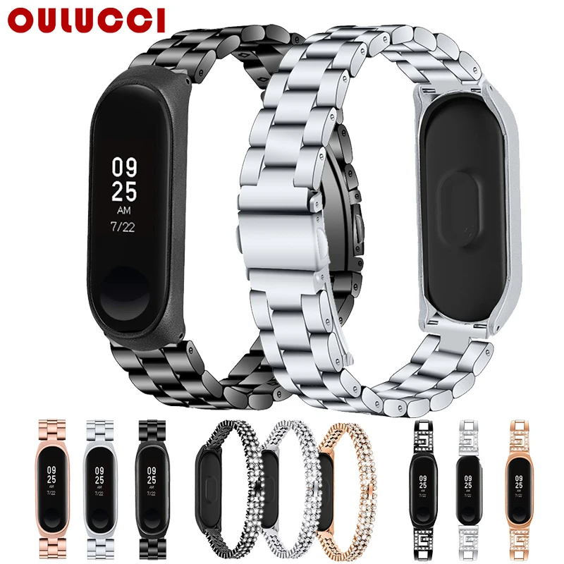 Oulucci нержавеющая сталь для mi band 3 4 ремешок из розового золота аксессуары сменный