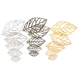 Филигранная фурнитура для листьев под античную бронзусереброзолото, фурнитура металлические изделия для украшения ювелирные подвески 