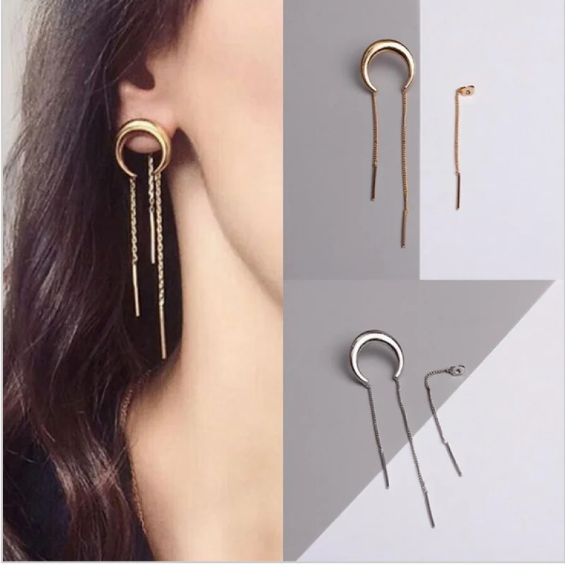 Женские серьги с кисточками подвески золотого и серебряного цвета в стиле панк