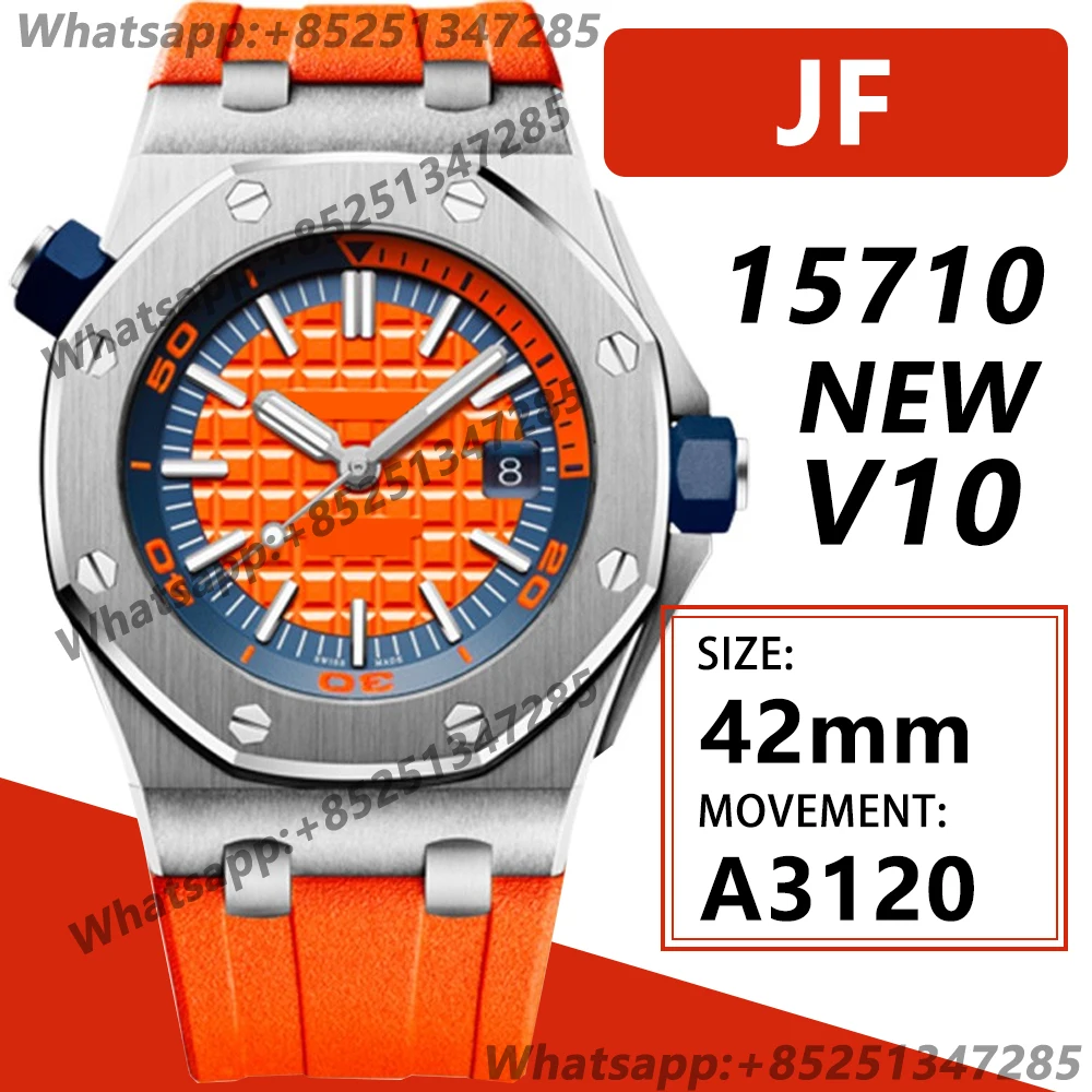 

Men's Automatic Mechanical Watch Royal Oak Offshore Diver 15710 JF 1:1 Best Edition Black Dial on Black Rubber Strap A3120 V10