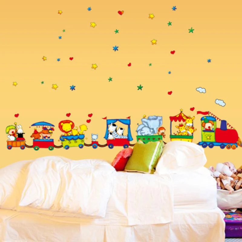 Виниловые наклейки MAMALOOKArt с животными цирковыми поездами самодельные съемные на