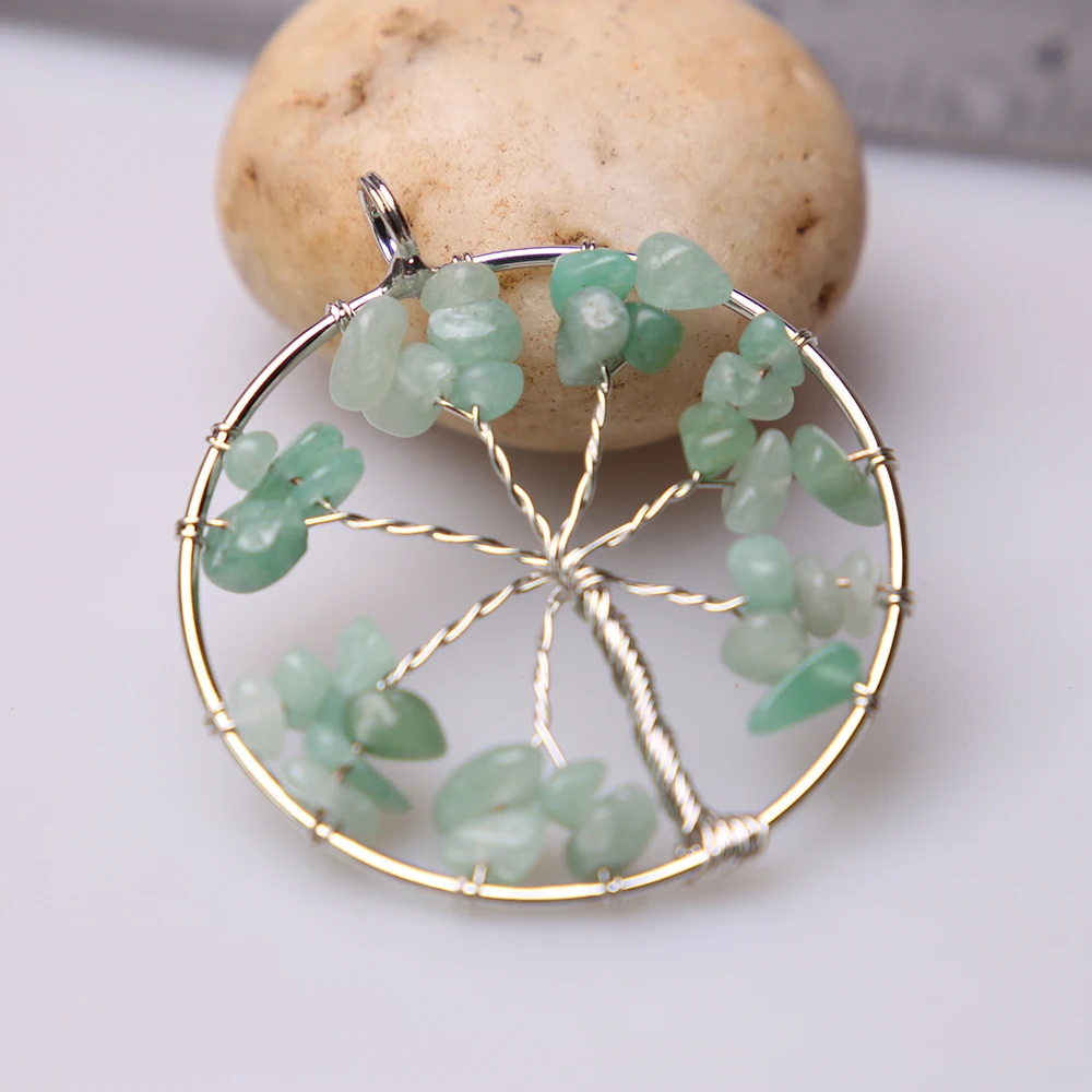 Ожерелье с кулоном из натурального камня Древо жизни бусины ручной работы