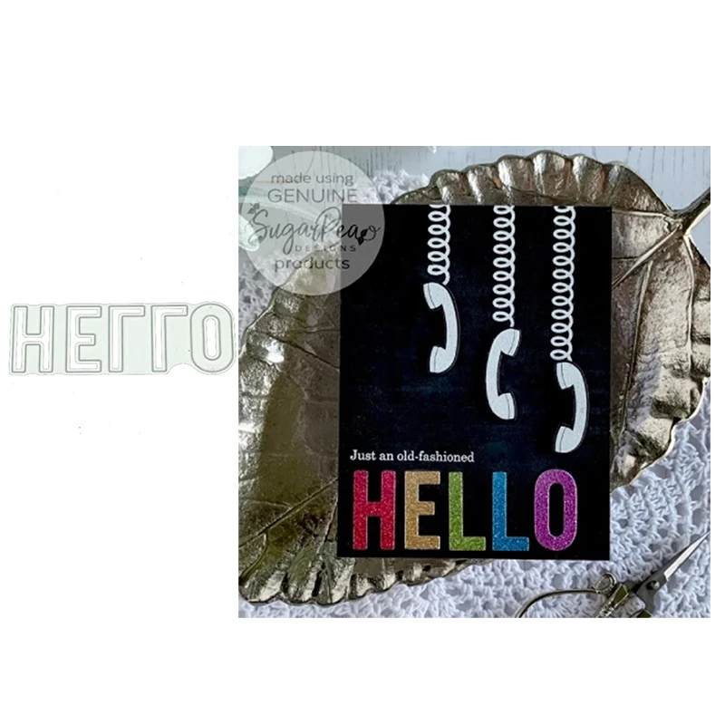 

Hello Letters New Design Metal Cutting Dies Craft Stencil Diy for Scrapbooking Handmade Card Make Shape Album Decoration Model