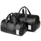 Вместительная кожаная дорожная сумка, Водонепроницаемая спортивная сумка с карманом для обуви, женская и мужская сумка для выходных