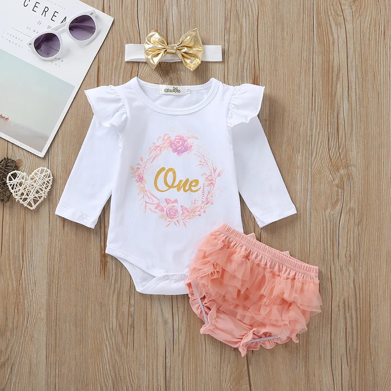 Комплект из 3 предметов для новорожденных девочек Осенний топ с принтом Love боди +