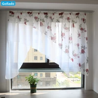 fashion irregular design kitchen window curtain beautiful floral doris yarn balcony livingroom curtains 1pcs