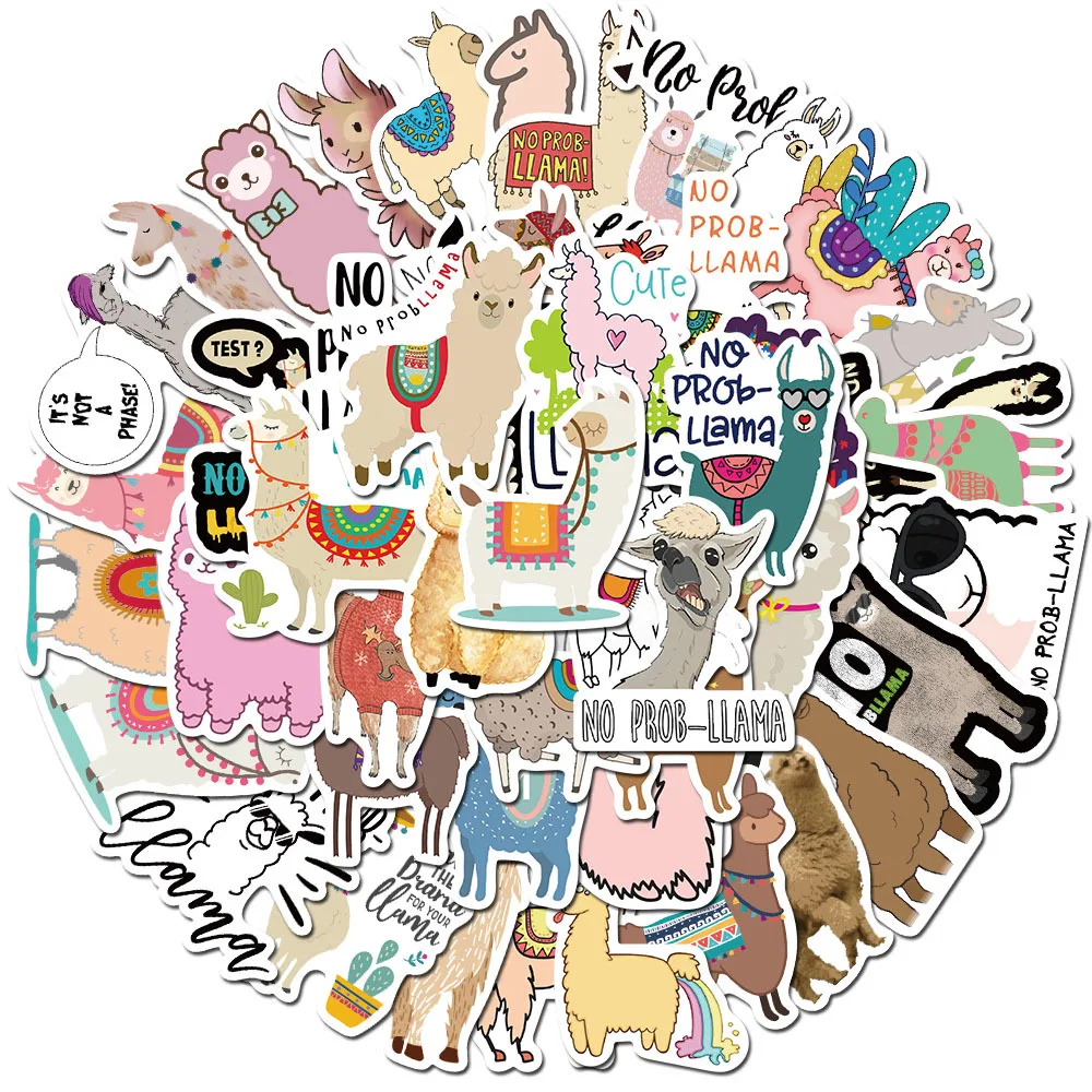 

10/50pcs Llama Alpaca Cute Sticker Kawaii Cartoon Camel Sheep Animal Stickers for Kids Reward Stickers