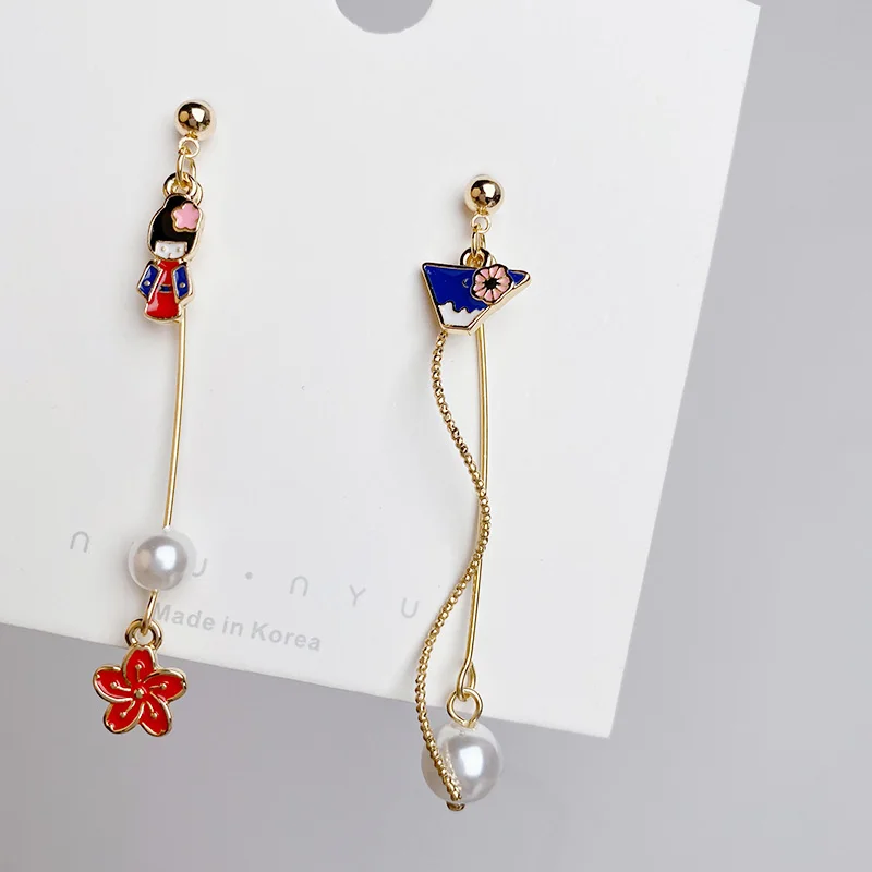 Женские длинные серьги кимоно с жемчугом|Серьги-подвески| |