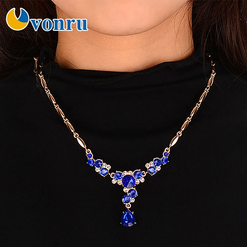 Набор ювелирных изделий с каплями воды ожерелье кубическим цирконием + серьги