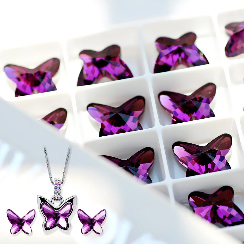 

Olevo Jewelry New Products 2020 Fashion Women Austria Butterfly Crystal Pendant Clavicle Necklace Luxury Gifts Half Price Sale