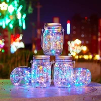 solar bottle jar lights 30 led string fairy firefly lights lids insert with handles for patio lawn garden decor