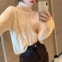 autumn winter basic womens turtleneck loose sweater pullovers vintage solid womens jumper 2021 sweater female long sleeve top