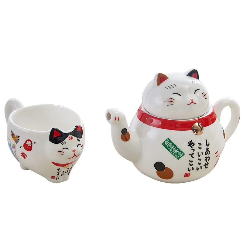 Фарфоровый чайный набор Lucky Cat милый японский креативный керамический Манеки