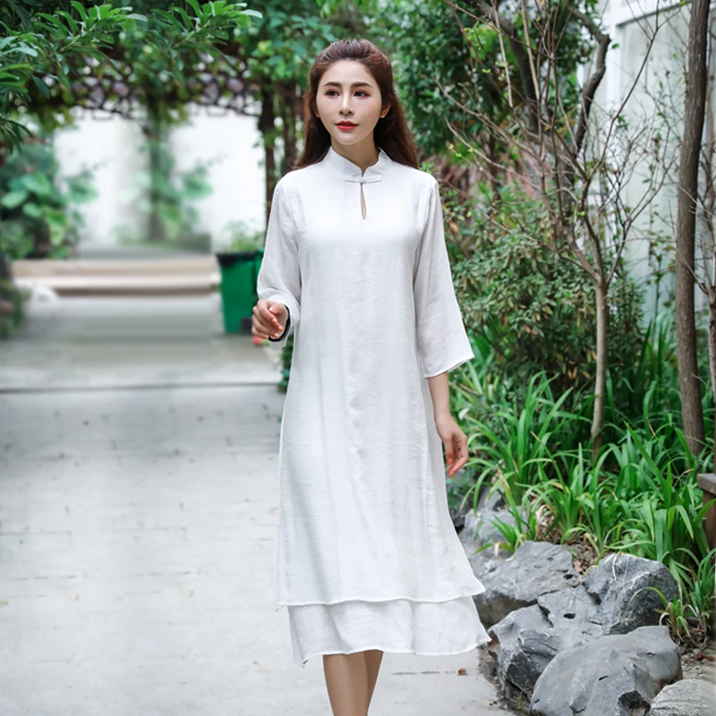 cheongsam ao dai вьетнамская азиатская одежда народный стиль qipao Женская вьетнамская одежда вьетнамское винтажное Ретро китайское платье - Цвет: color1