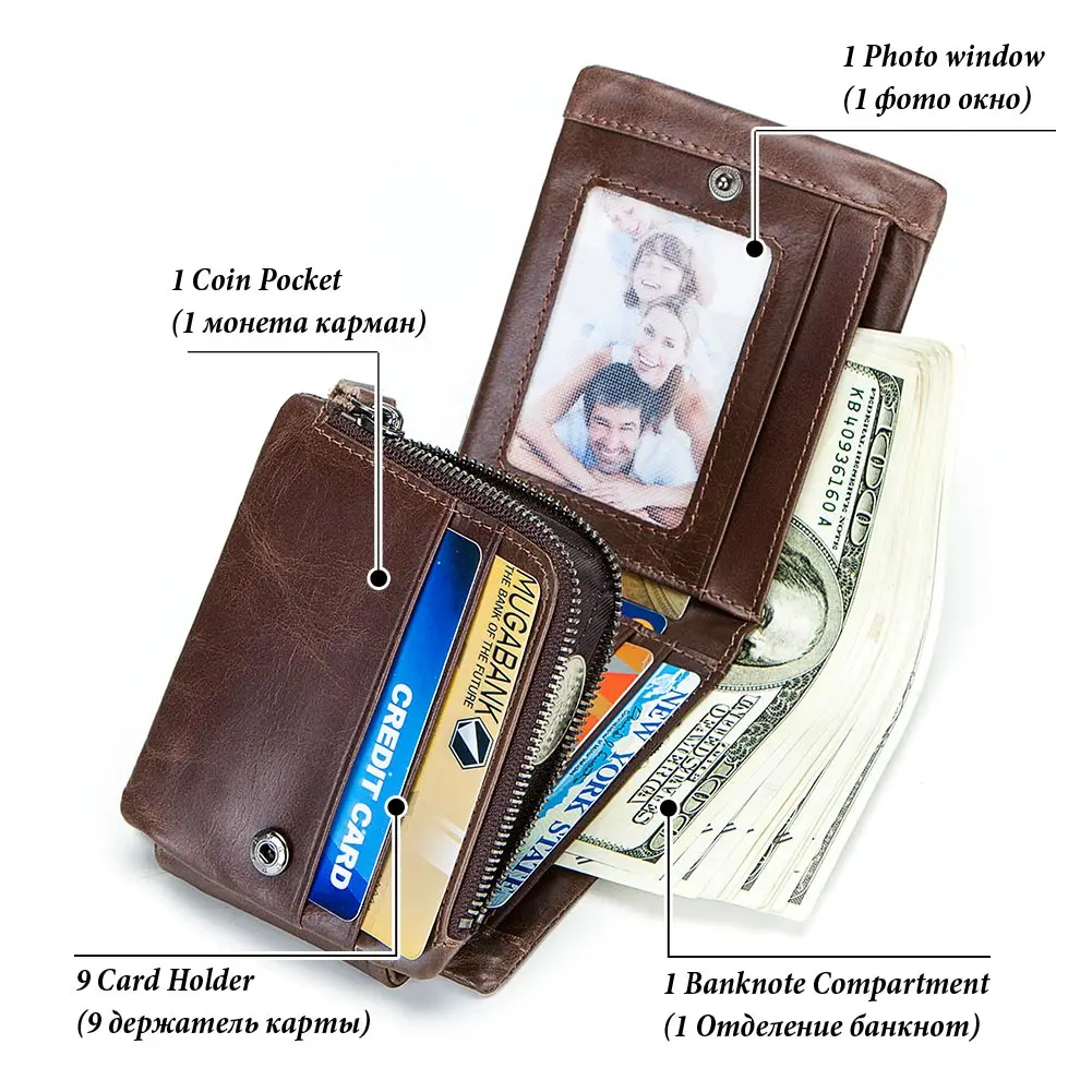 Кошелек KAVIS мужской из 2020 натуральной кожи на молнии | Багаж и сумки