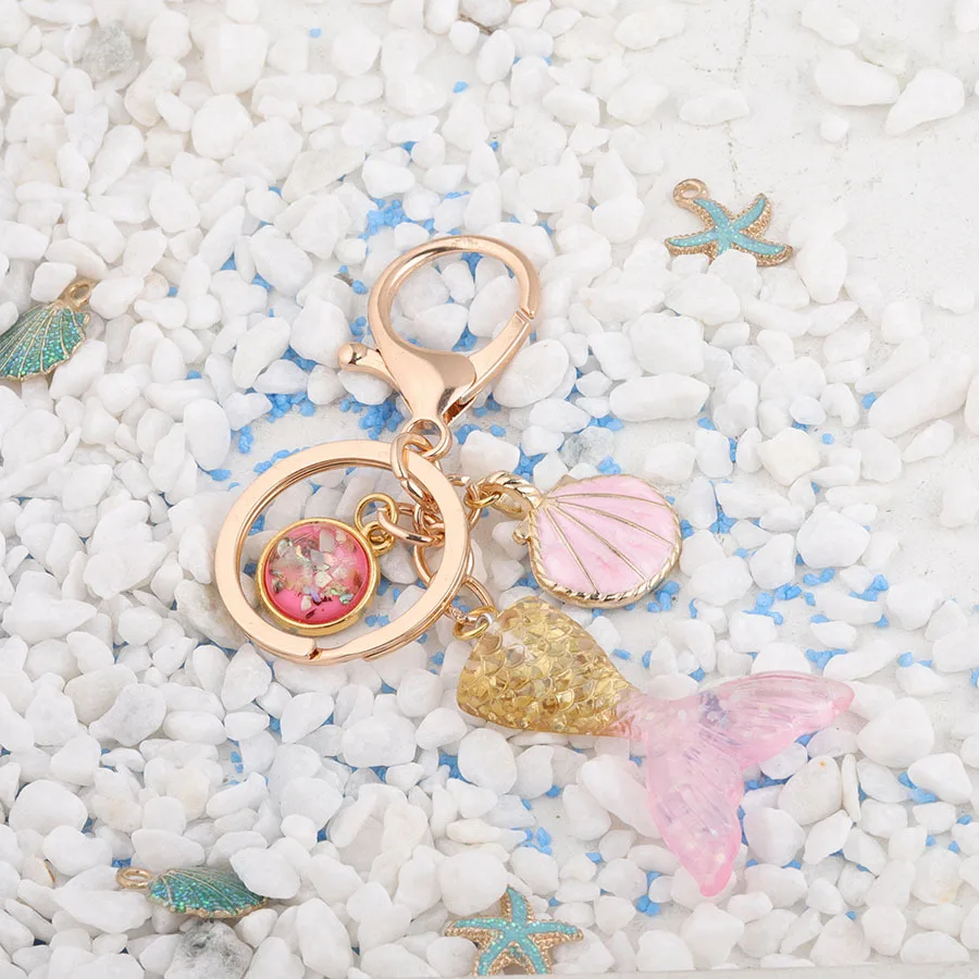 MiFaViPa Мода брелок в виде ракушки для ключей русалка градиент Цвет детские