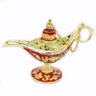 Gold red ERMAKOVA, 9 видов стилей, металлическая легенда, волшебный джинн, лампа, горшок, классический, благовония, горелки, джинн, желая, масляная лампа, подарок, украшение для дома, свадьбы - Цвет: Gold red