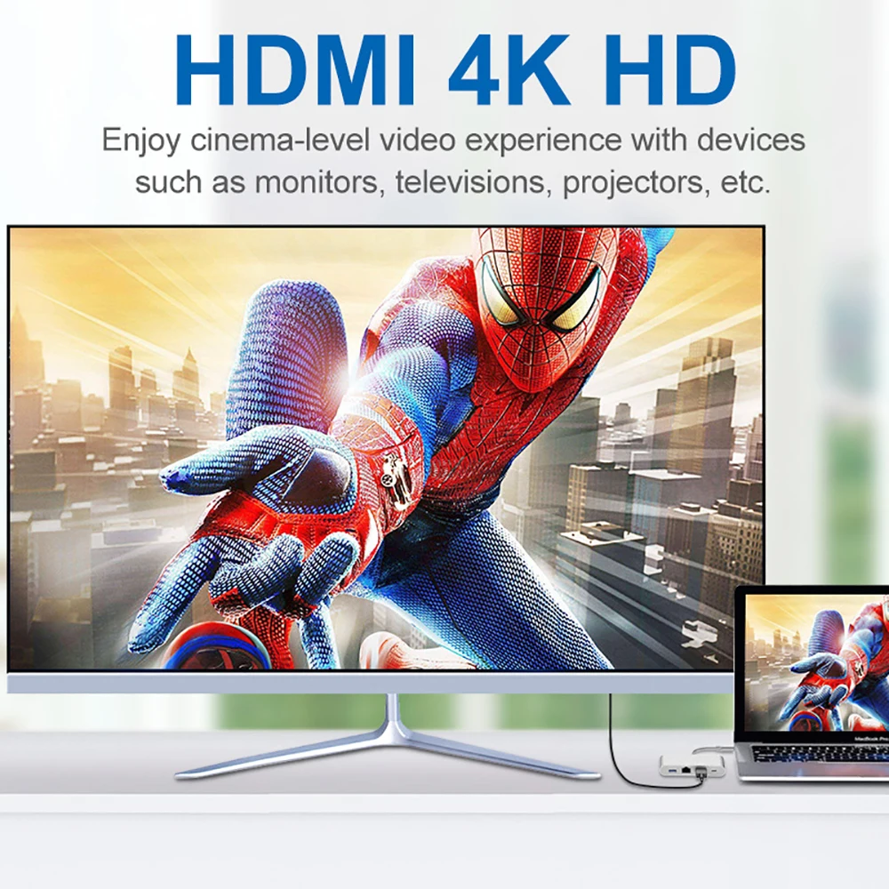 Тип C к HDMI 4 Gigabit Ethernet Lan RJ45 USB-C PD USB 3 0 Thunderbolt адаптер OTG хаб для MacBook Samsung S8/S9 Dex Huawei |