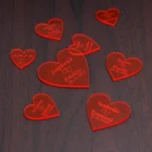 30 шт. резных акриловых красных сердец на заказ, ярлык для подарка на свадьбу, вечеринку, Крещение, украшение для стола