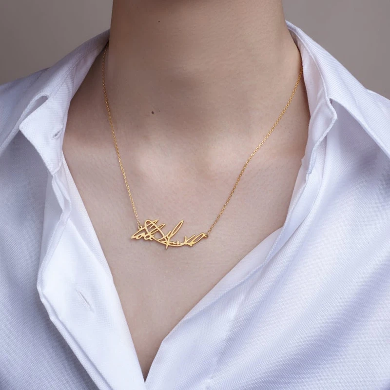 Ожерелье с именем рукописного письма ювелирные изделия на заказ ожерелье