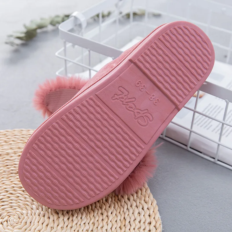 

Fur Slides Winter Women Fluffy Slippers Ladies Home Slippers Cute House Indoor Shoes Floor Shoes Warm Plush Pantoufle Femme