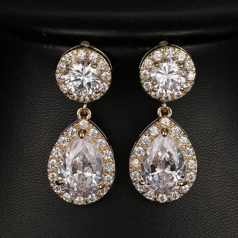 2018 модные роскошные серьги подвески в форме капли воды с фианитами висячие