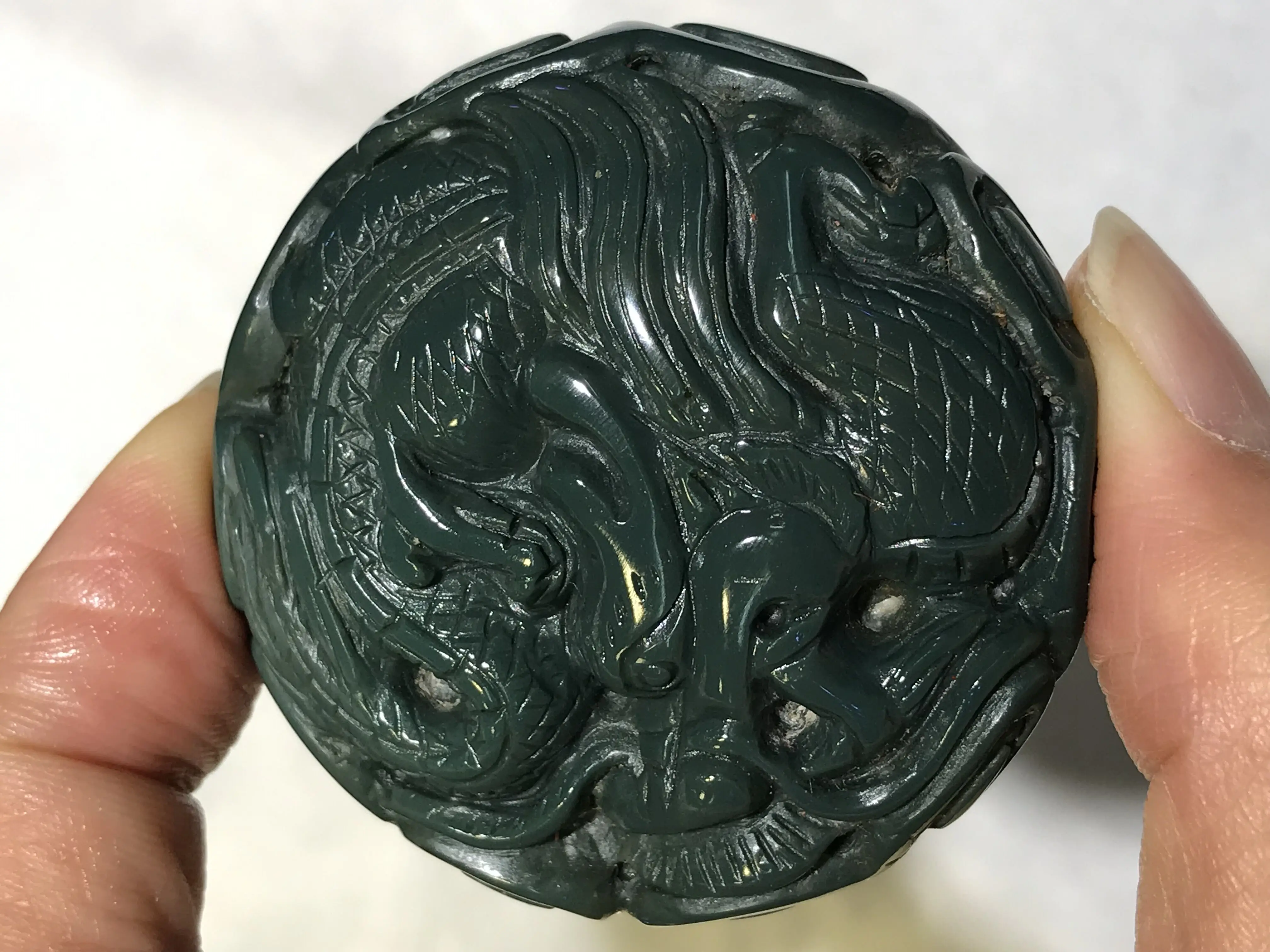 Большой Талисман с сокровищами Magic Power Gobi Jade Dragon & Тотем Феникса резьба Подвеска