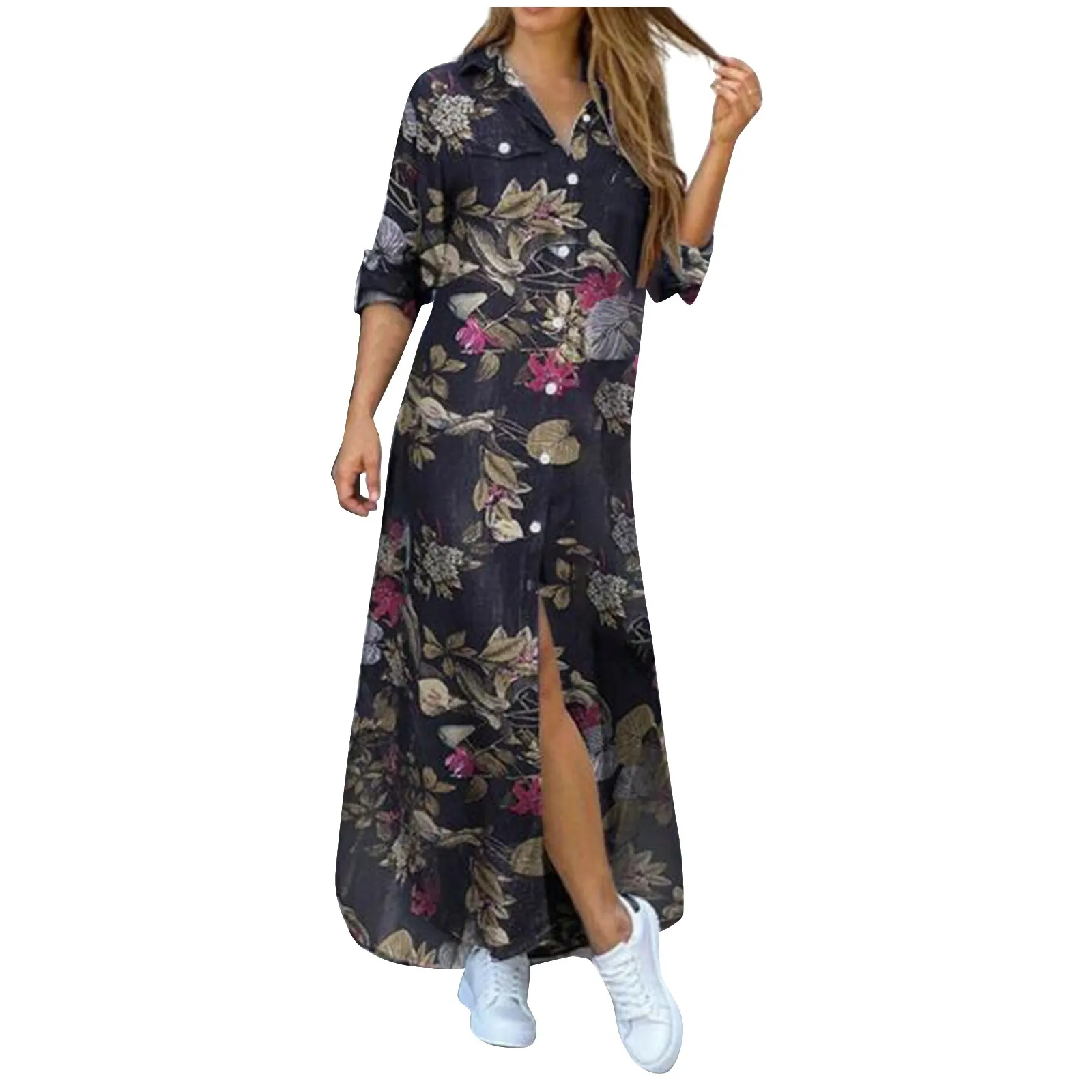 40 # модная Корейская размера плюс платье из джинсовой ткани для женщин летнее 2020 с