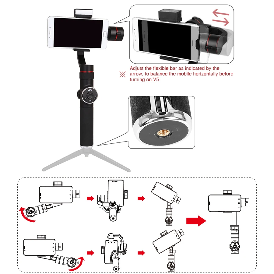 3 осевой стабилизатор на шарнирном замке для смартфона Snoppa Atom портативный