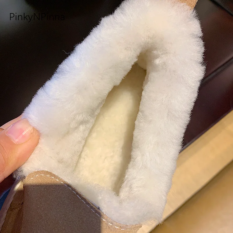 Милая женская зимняя повседневная обувь Теплые удобные лоферы из натуральной