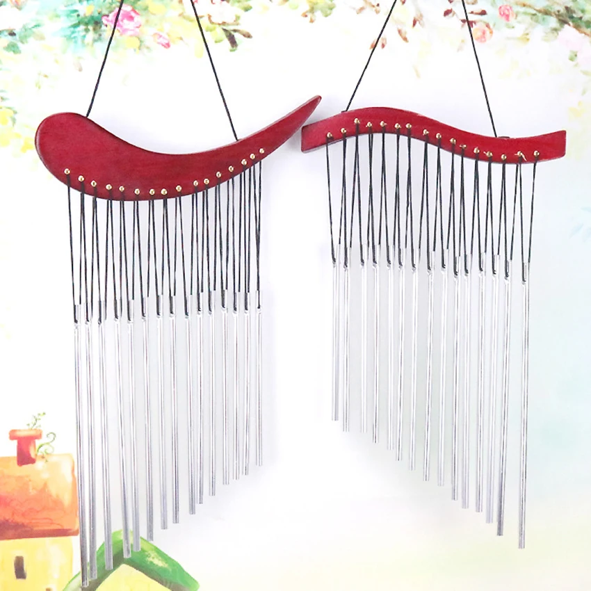 

Metal Tubes Windchime for Garden Outdoor Living Wooden Craft Wind Chimes Yard Decoration Home Hanging Ornament and Gifts