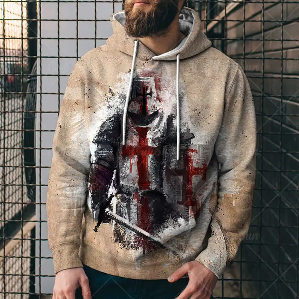 

Men's Hoodies Spring and Autumn Trend Crusader Knight 3d Print Man Sweatshirts Breathable Oversized Hoodie Men's Sweatshirts Top