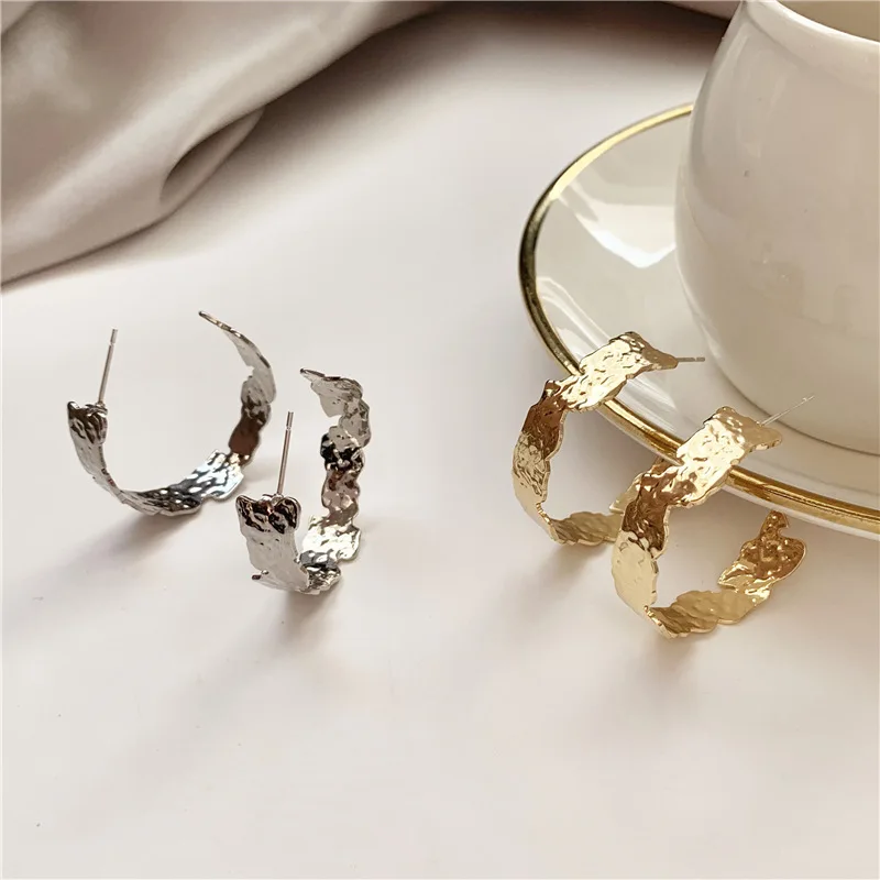 EM163 корейский стиль простые неправильной формы c-образные металлические серьги