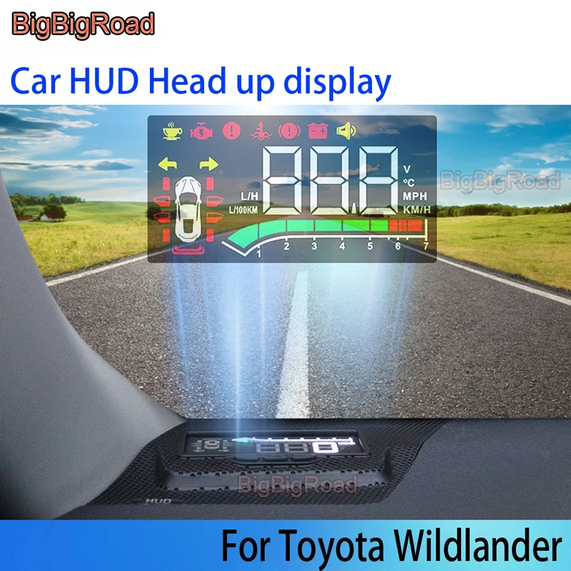 

BigBigRoad Car Auto Head Up Display HUD HD Projector Screen Overspeed Alert Alarm Detector For Toyota Wildlander 2020