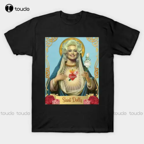 

Saint Dolly Parton God Blessed You Funny Black T-Shirt Gift For Fans Teacher Shirts