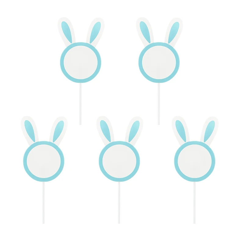

5pcs Easter DIY Bunny Cake Topper Birthday Wedding Party Decoration Cartoon Cup Cake Dessert Insert Card Baby Shower Decoration