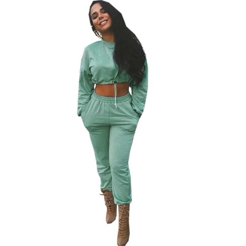 

Spring Fashion Outfits For Women Tracksuit Cropped Sweatshirt And Jogger Sweatpants Casual Sports 2 Piece Set Sweatsuits