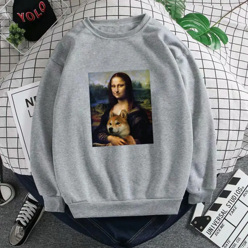 Женский флисовый спортивный костюм Mona Lisa shiba Inu Doge Повседневная теплая толстовка