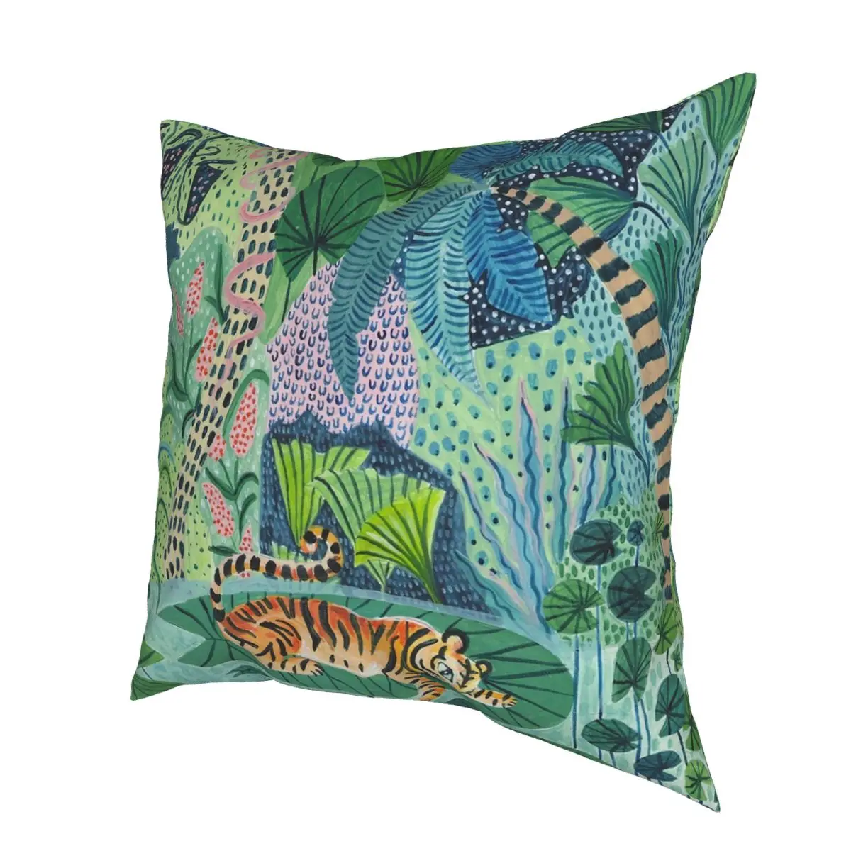 Джунгли тигр квадратная Подушка Чехол Ткань полиэстер с принтом на молнии Декор