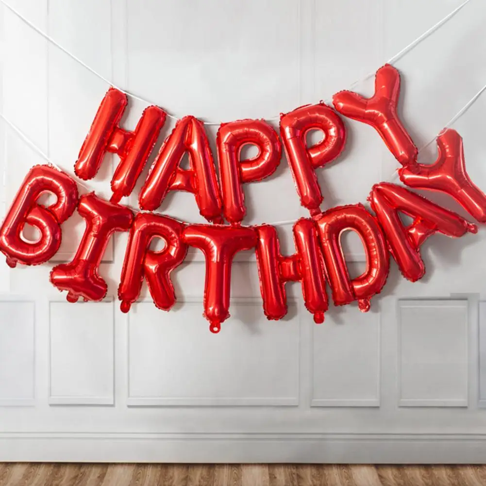 

Letters Balloons Banner Convenient Inflation Photo Prop Compact Happy Birthday Balloons for Gathering