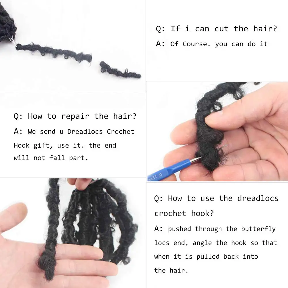 

Butterfly Locs Crochet Hair Synthetic Short Distressed Faux Locs Crochet Braids Hair Extension Pre looped Pre-twisted Braids