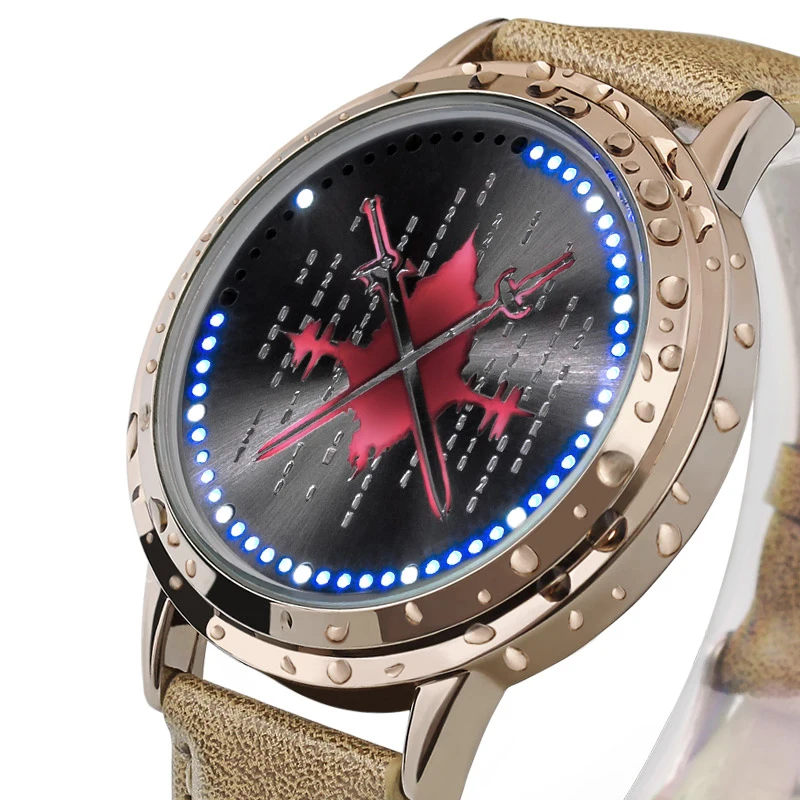 Аниме меч искусство онлайн SAO светодиодный водонепроницаемый часы Кирито костюм