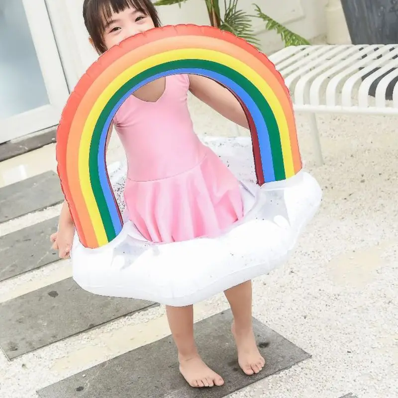 Надувное плавательное кольцо с блестками радужное облако детские игрушки для