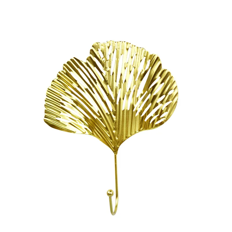 

Golden Home Decor Metal Leaf Shape Kitchen Hook Door Wall Wardrobe Clothes Bag Key Scarf Hanger Multi-Purpose Hooks Decoration