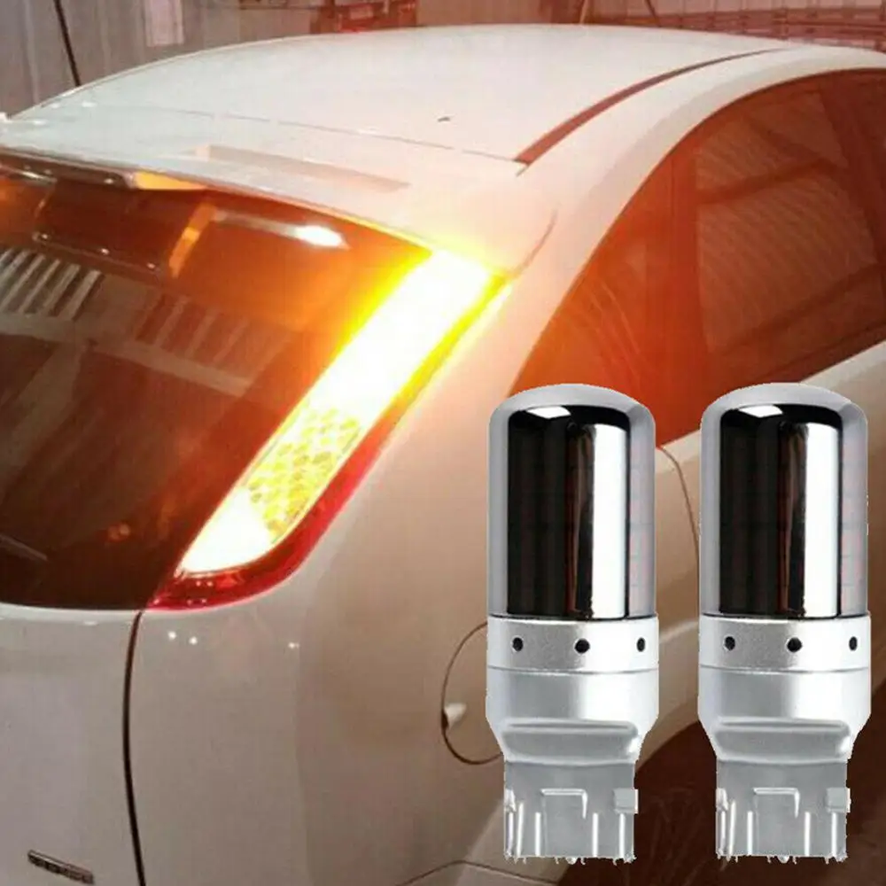 Распродажа из 2 предметов Набор Хром 7440 T20 Янтарный Canbus Error Free светодиодный