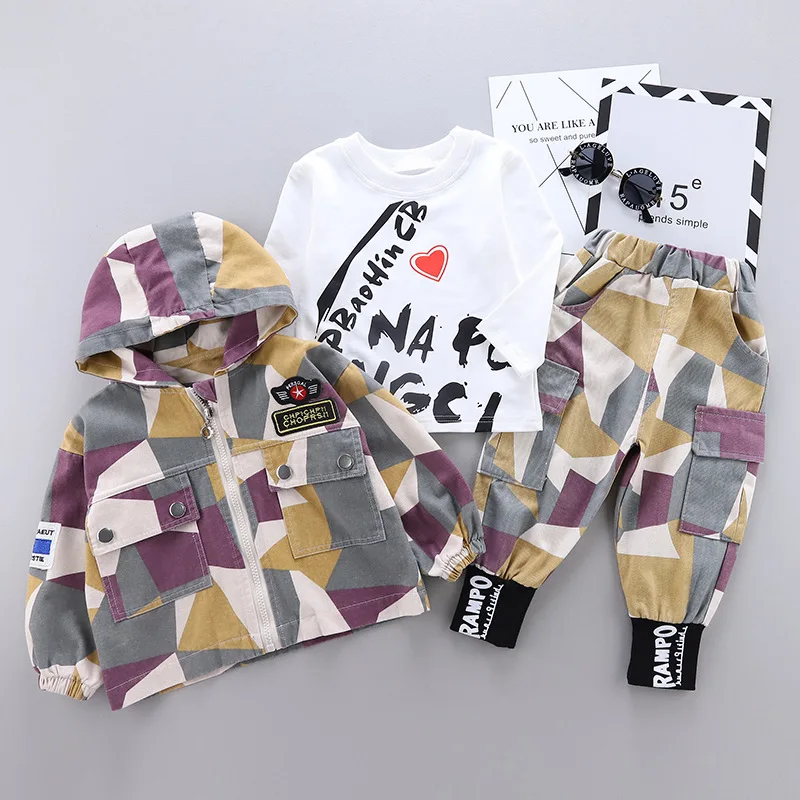

Baby Boy Out Clothes Spring Autumn Children Letter T Shirts Hooded Pants 3Pcs/sets Infant Outfit Kids Fashion Toddler Tracksuits