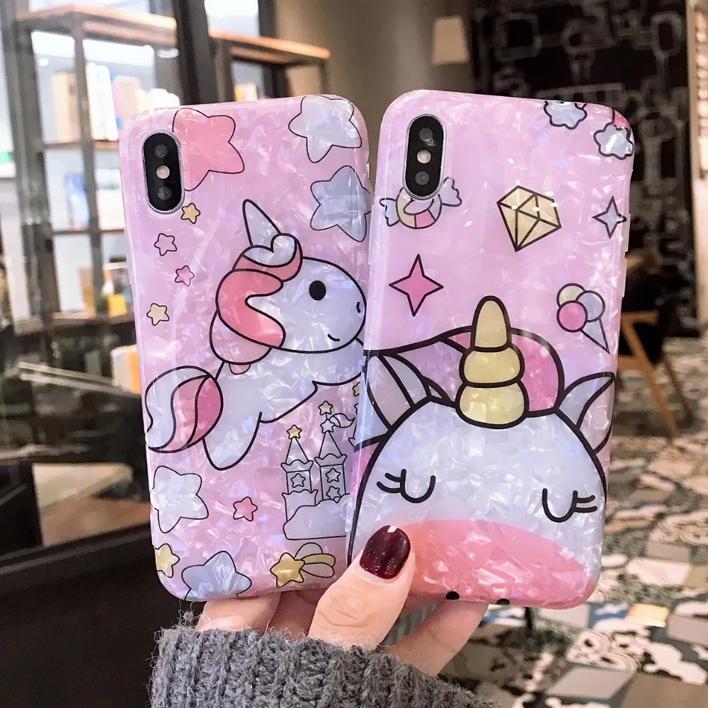 Милый телефон с единорогом чехол для Redmi Note 7 Чехол Блестящий розовый мягкий